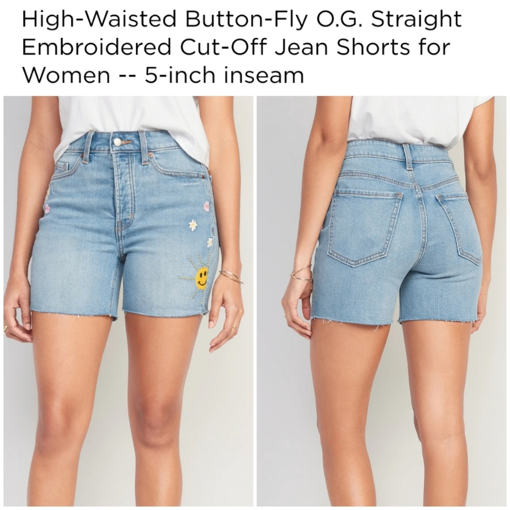 🥳FINAL PRICE👍🩳NWT‼️GAP Button-fly O.G. Straight Embroidered Cut Offs